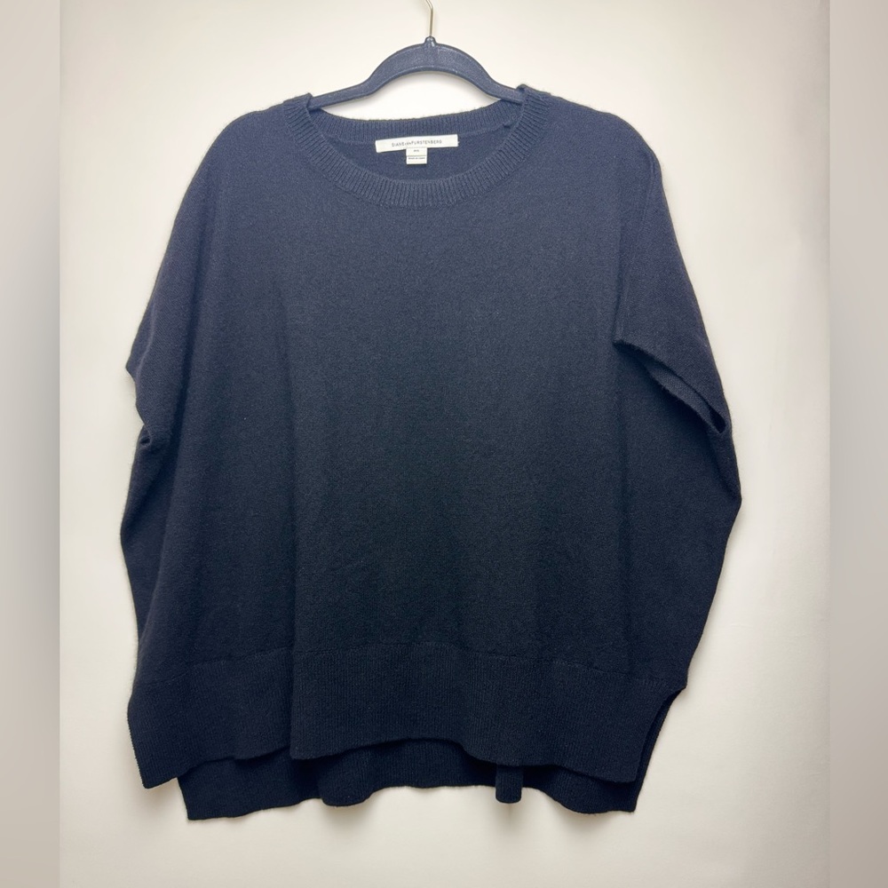 Diane Von Furstenberg Essex 💯 cashmere sleeveless poncho black Lagenlook sweater